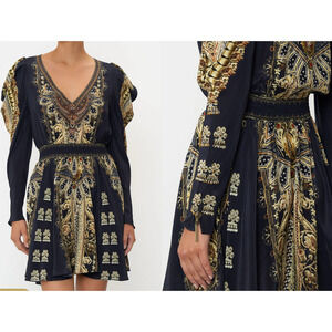 Camilla Its All Over Torero Draped Sleeve Shirred Mini Dress NEW Size Large